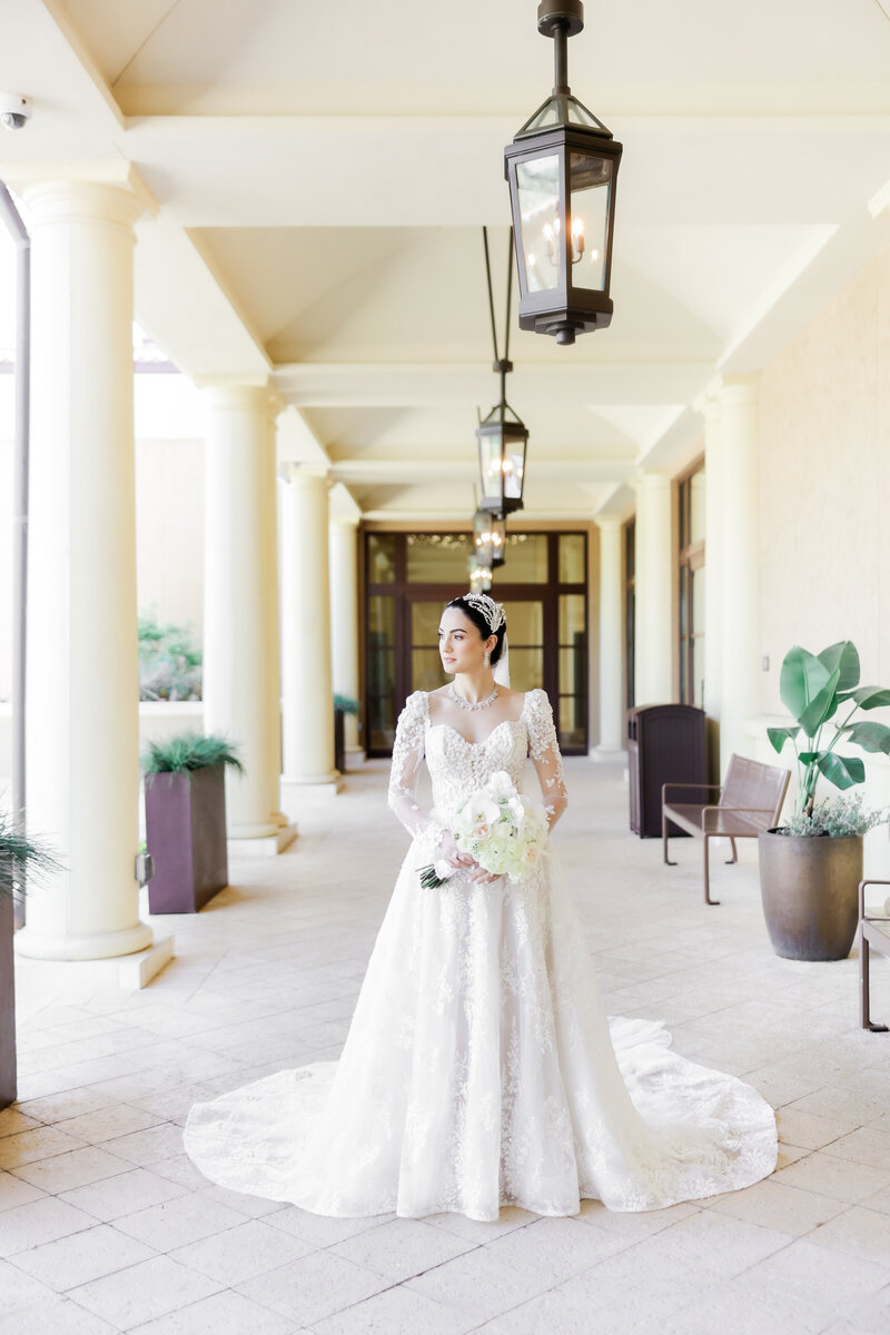 Bride portrait at a wedding at the four seasons Orlando by Florida wedding photographer.