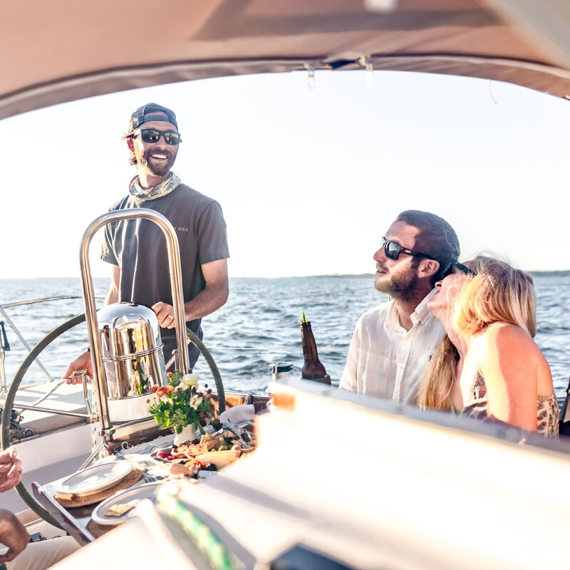 private sunset sail and dinner at anchor