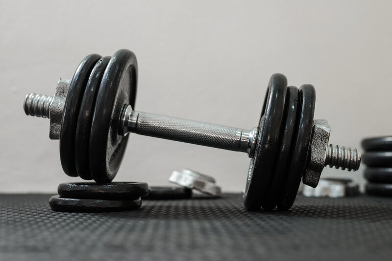 Black dumbbells with weights