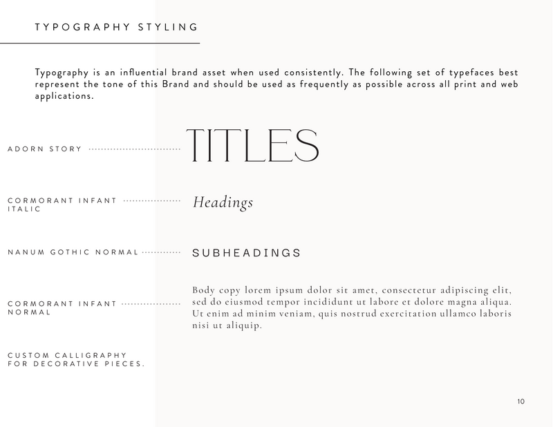 Plume & Flourish Brand Identity Style Guide_Typography Styling