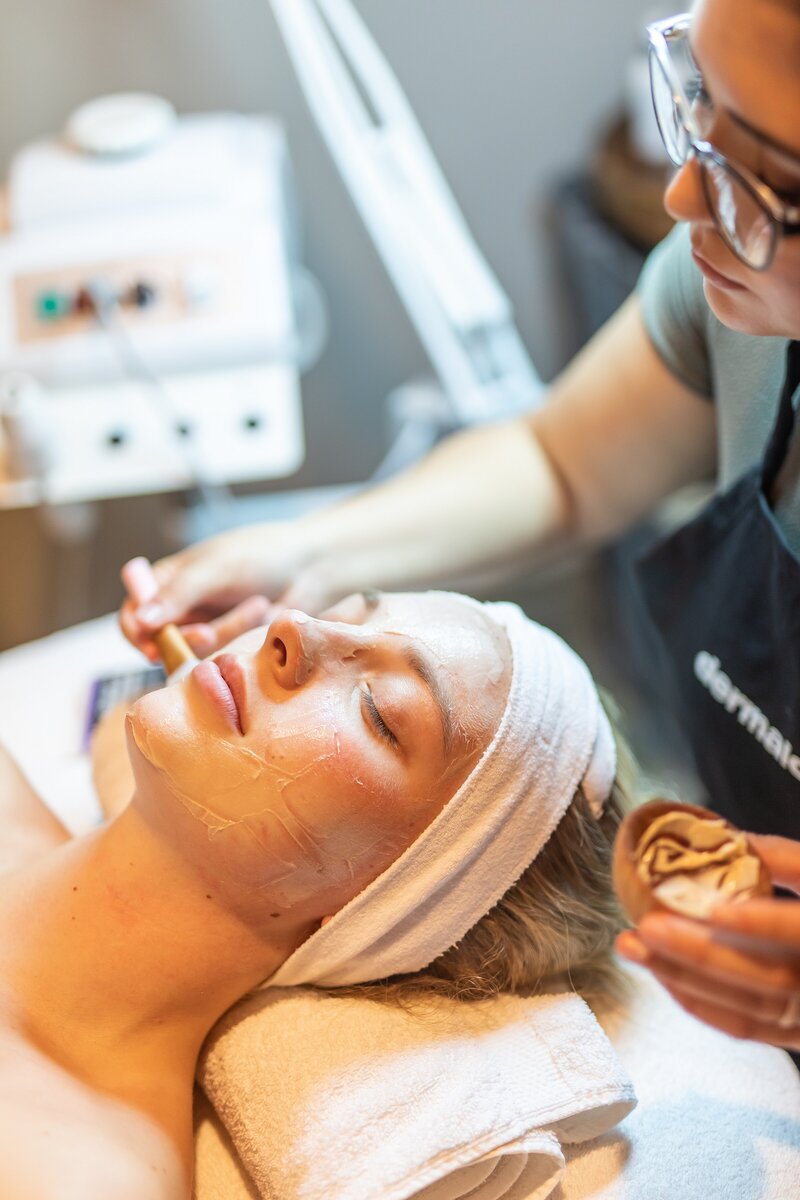 Relaxing facial treatment at Rachel's Spa Services in Canfield, Ohio. A client enjoys a customized facial, with soothing products applied by a skilled esthetician for glowing, refreshed skin.