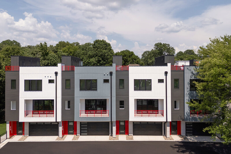 modern house with red accents in Charlotte, NC by interior designer Gracious Home Interiors
