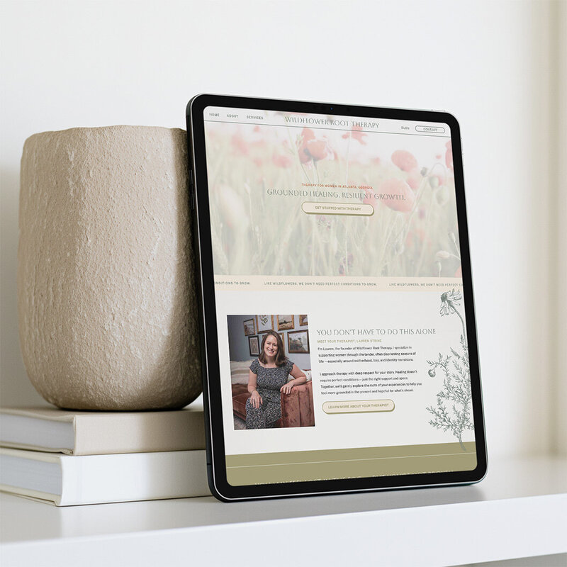 Website for Wildflower Root Therapy private practice, focusing on mental health services.