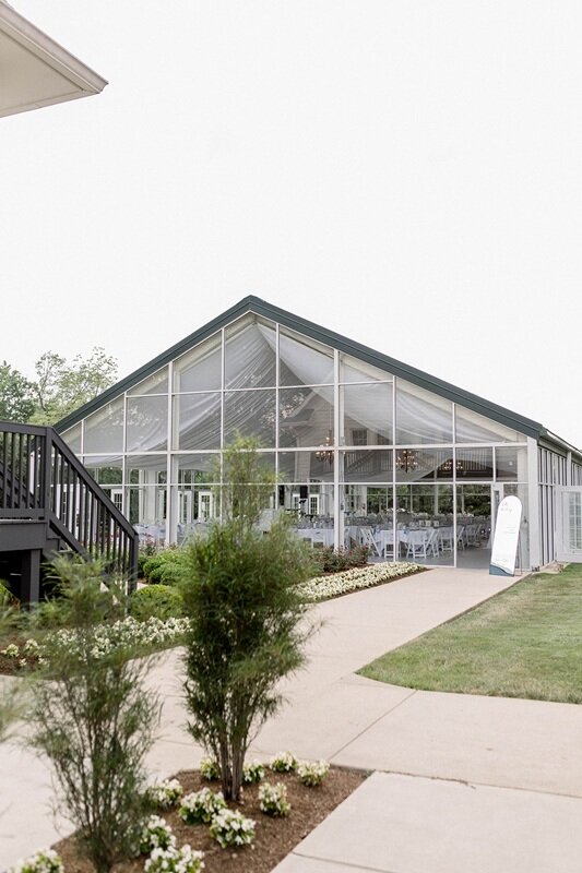 Ritz Charles glass pavilion before wedding reception.