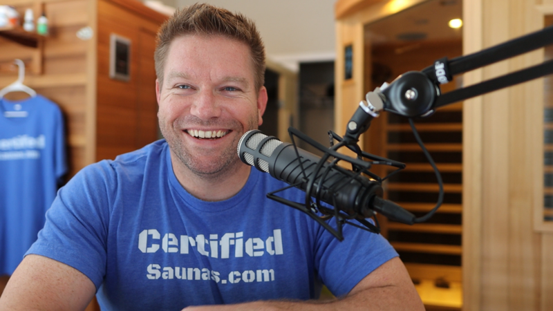 Matt Justice blue shirt with podcast microphone