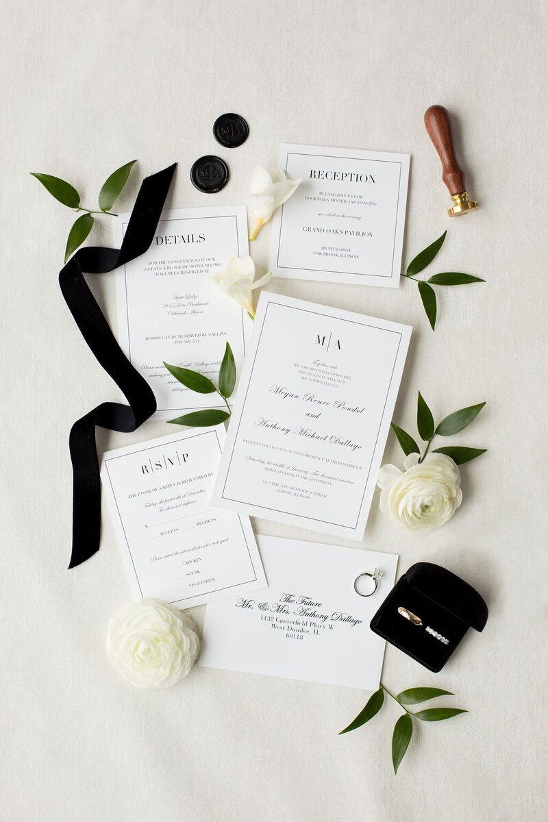 Wedding Invitation Styled Flatlay for Luxury Chicago Wedding