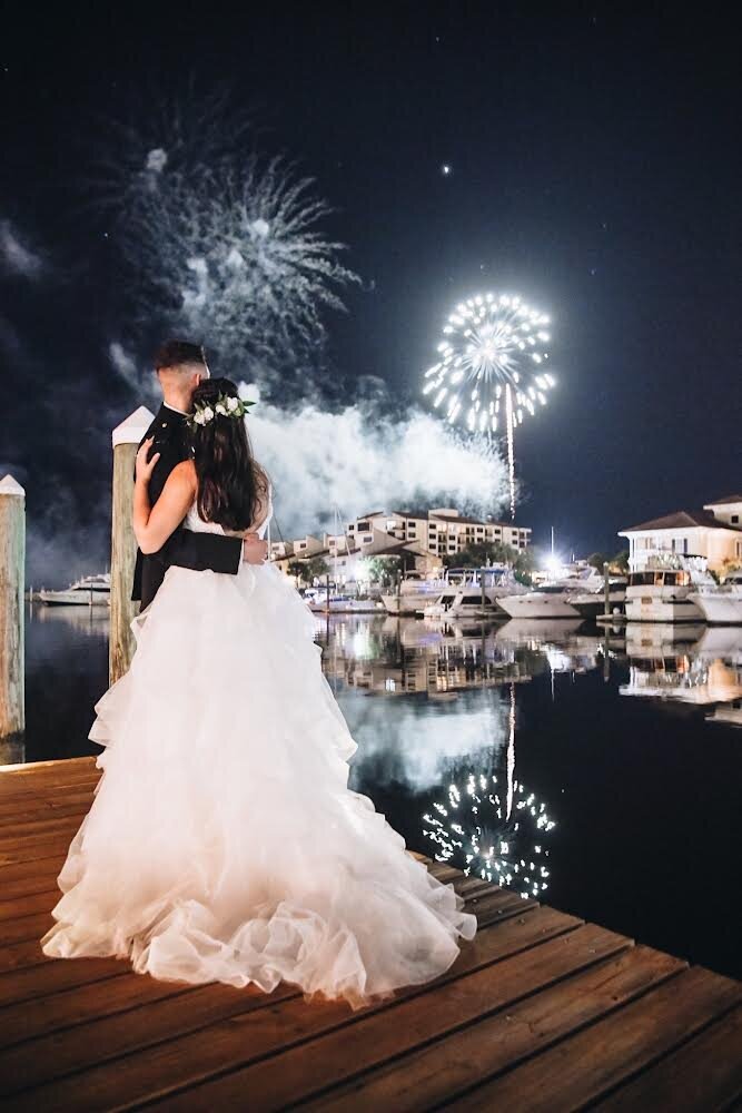 Event couple at Palafox Wharf Waterfornt and Fireworks