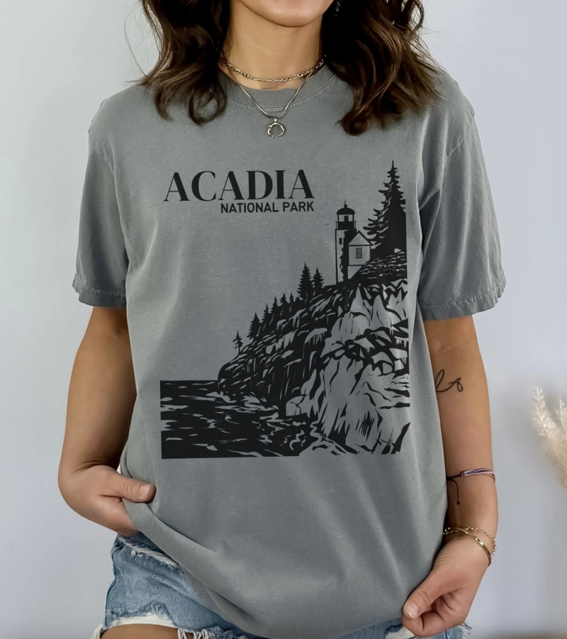 Acadia National Park T Shirt - Grey