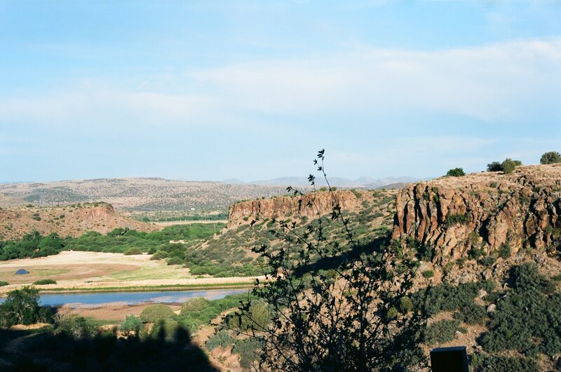 Cliffside view from Arcosanti Arizona on film
