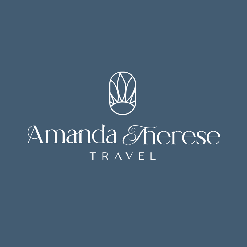 Amanda Therese Travel Brand Pattern in Medium Blue