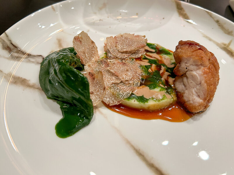 A great main dish covered with white truffles at Ristorante Berton in Milan, Italy. 