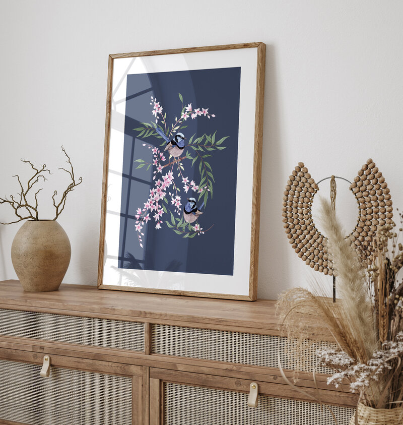 Mockup slanted frame Fairywren Blossom