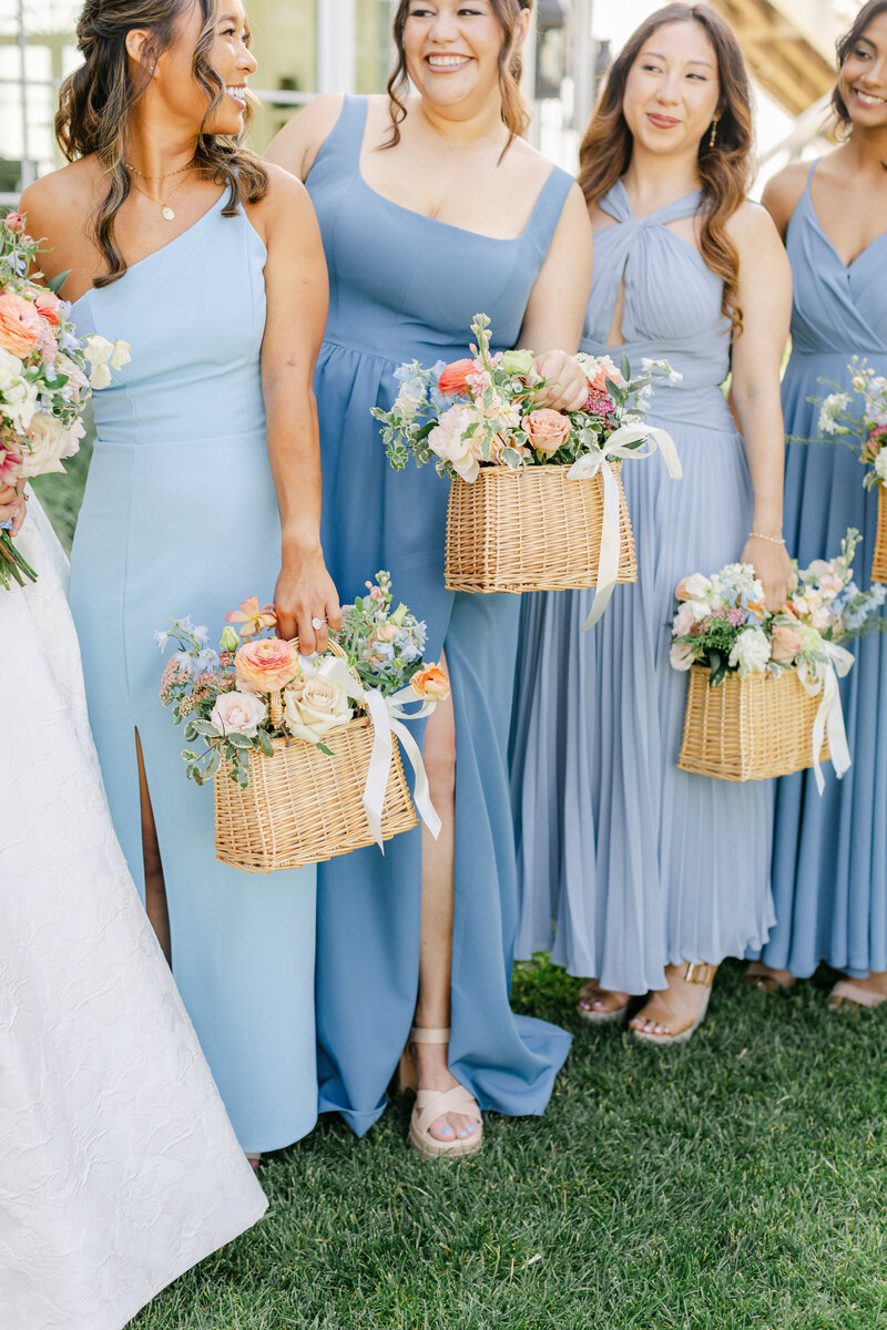 bridesmaids floral basket bouquets