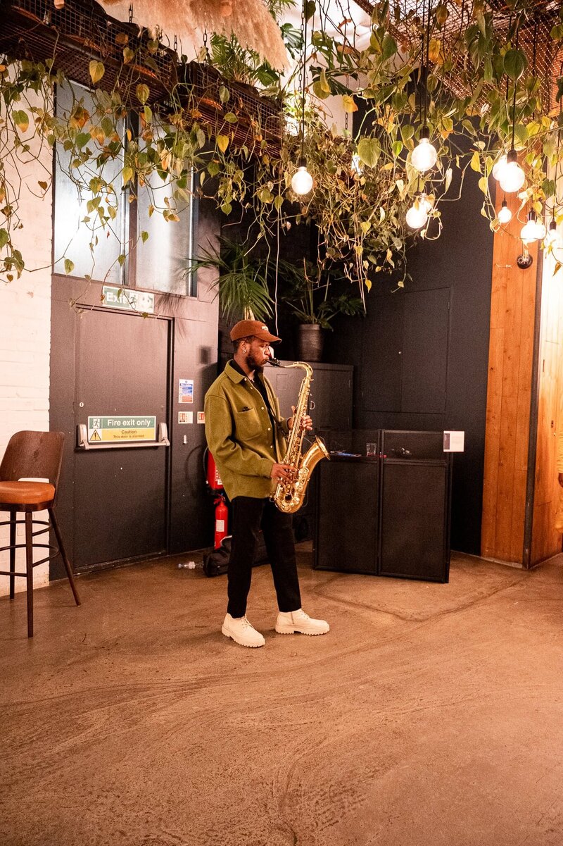 Musician playing at London event