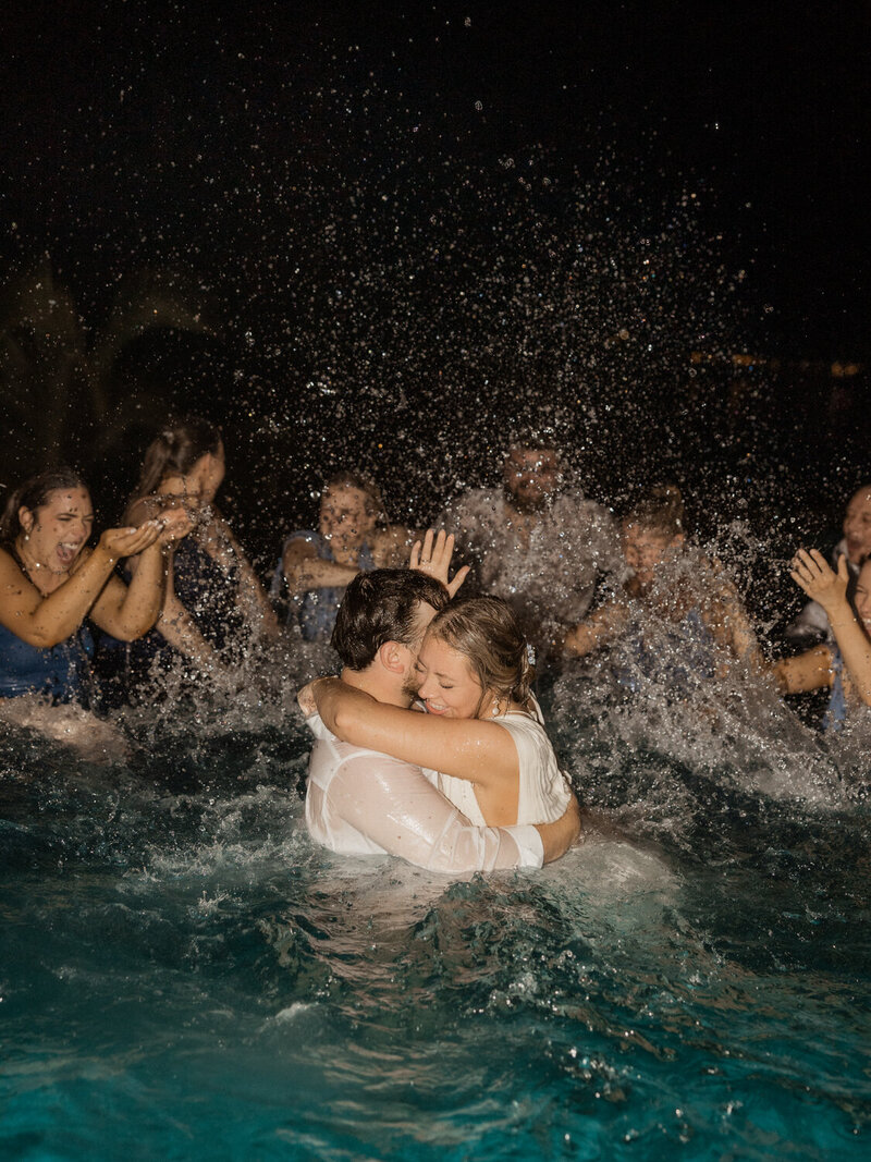 Jamaica destination wedding pool jump