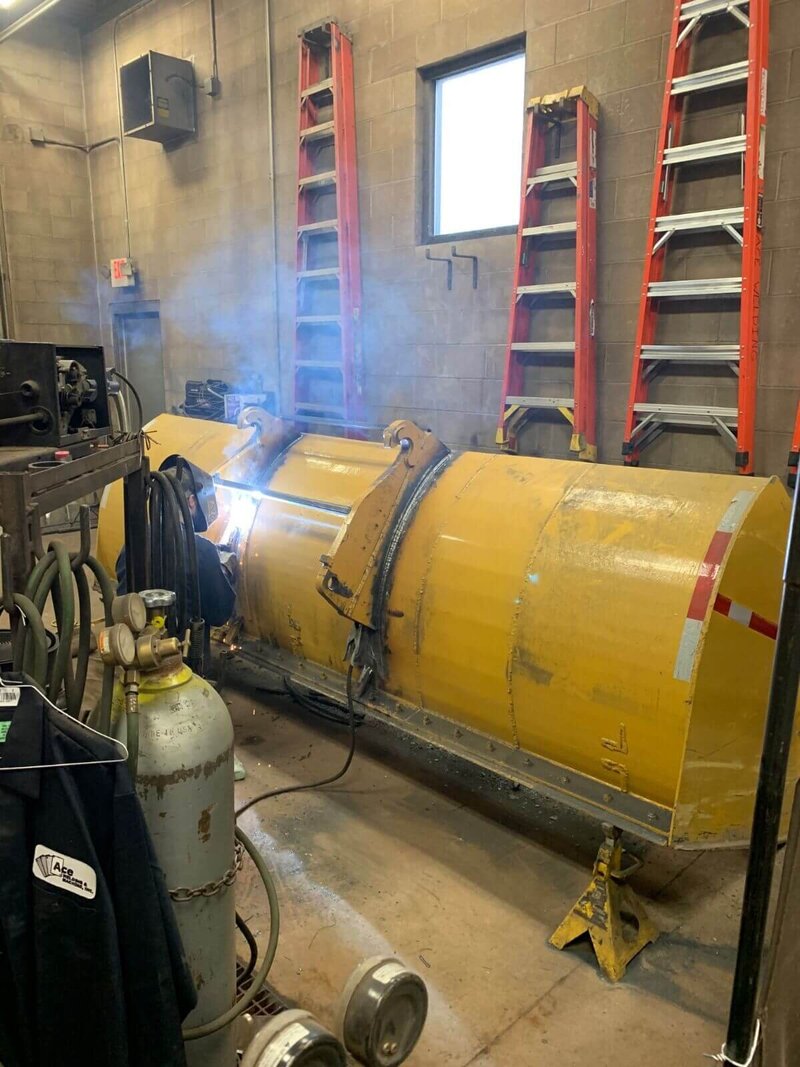 Welding in progress at Ace Welding shop in Traverse City