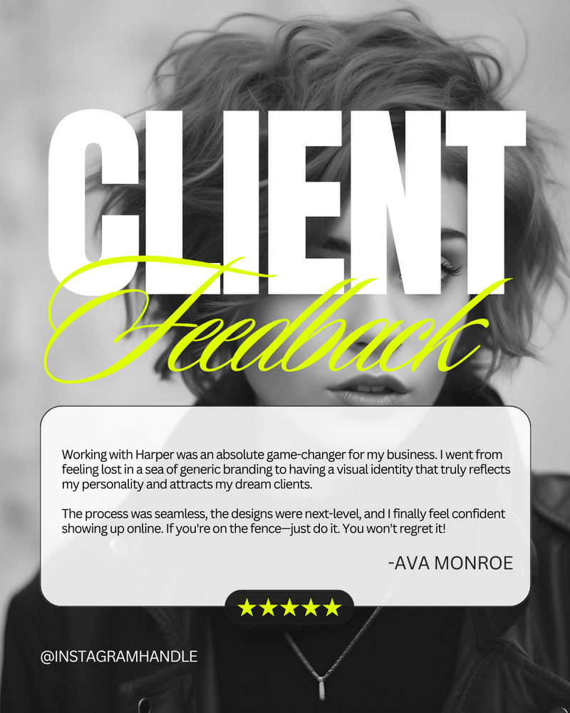 Bold, client feedback marketing template for small businesses