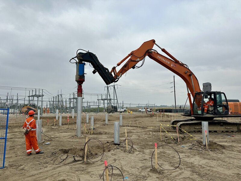 industrial pile installation at a plant