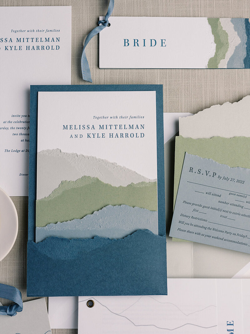 Layered Mountain Wedding Invitation