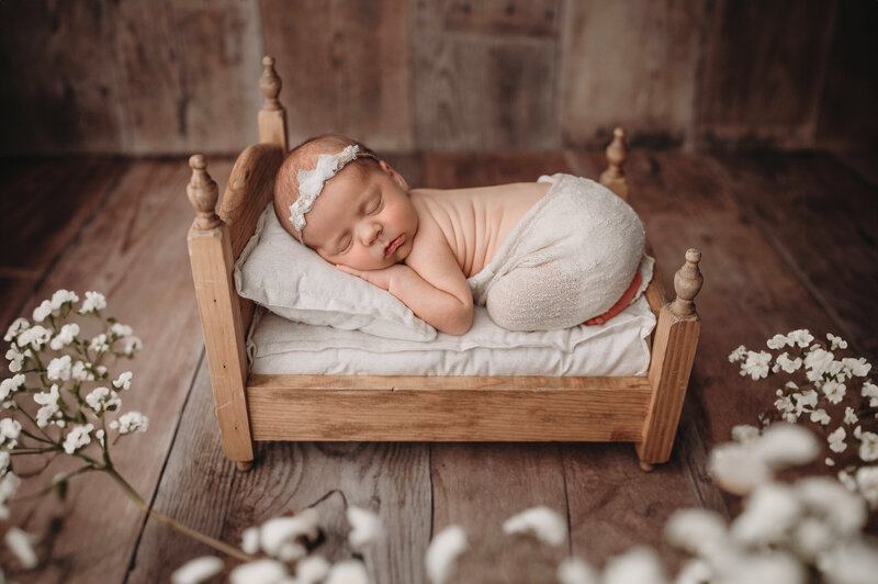 Stamford Newborn photographer captures two week old baby girl at a studio newborn session