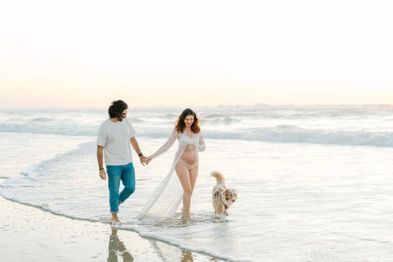 Photo grossesse artistique à la plage du Porge à Bordeaux