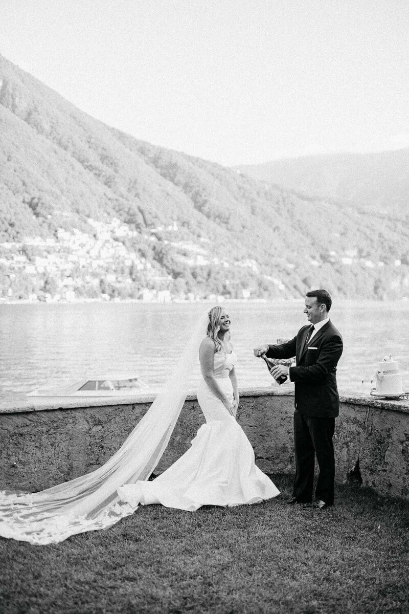 Lake como bride and groom celebration