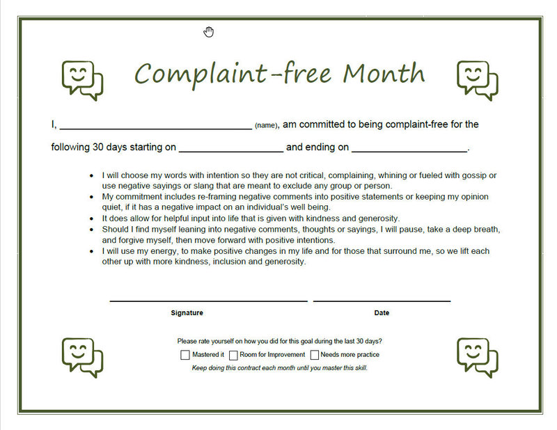 Complaint free month contract