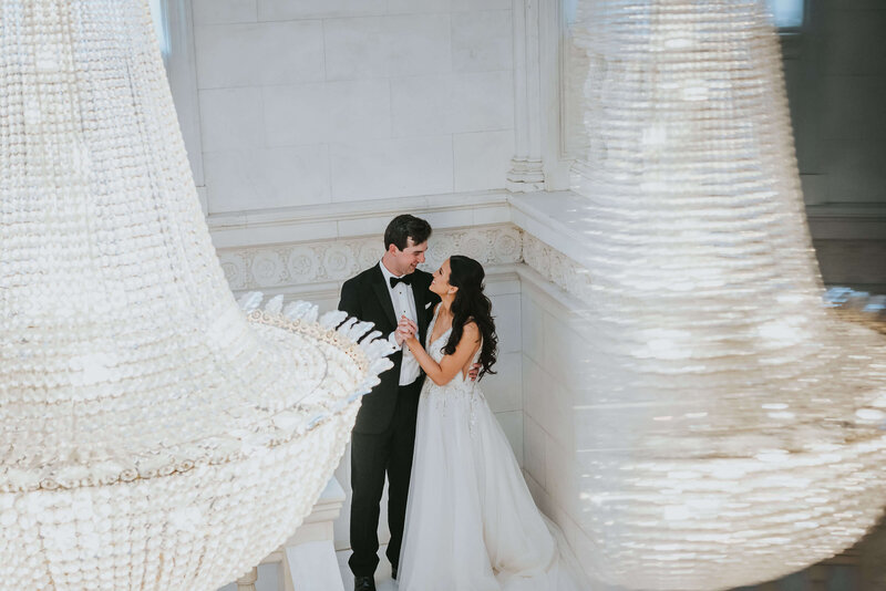 Bride and Groom Holding Hands