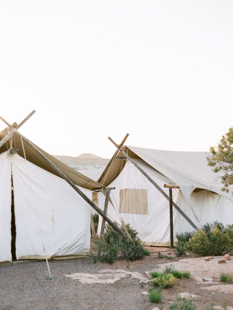 Glamping tent with flowers Under Canvas in Zion National Park
