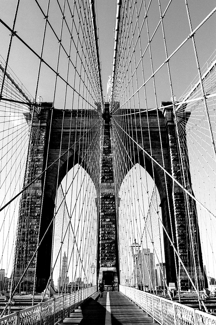 The Brooklyn Bridge Arch from the center of the bridge