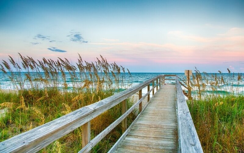 long boardwalk to the beach in wilmington north carolina