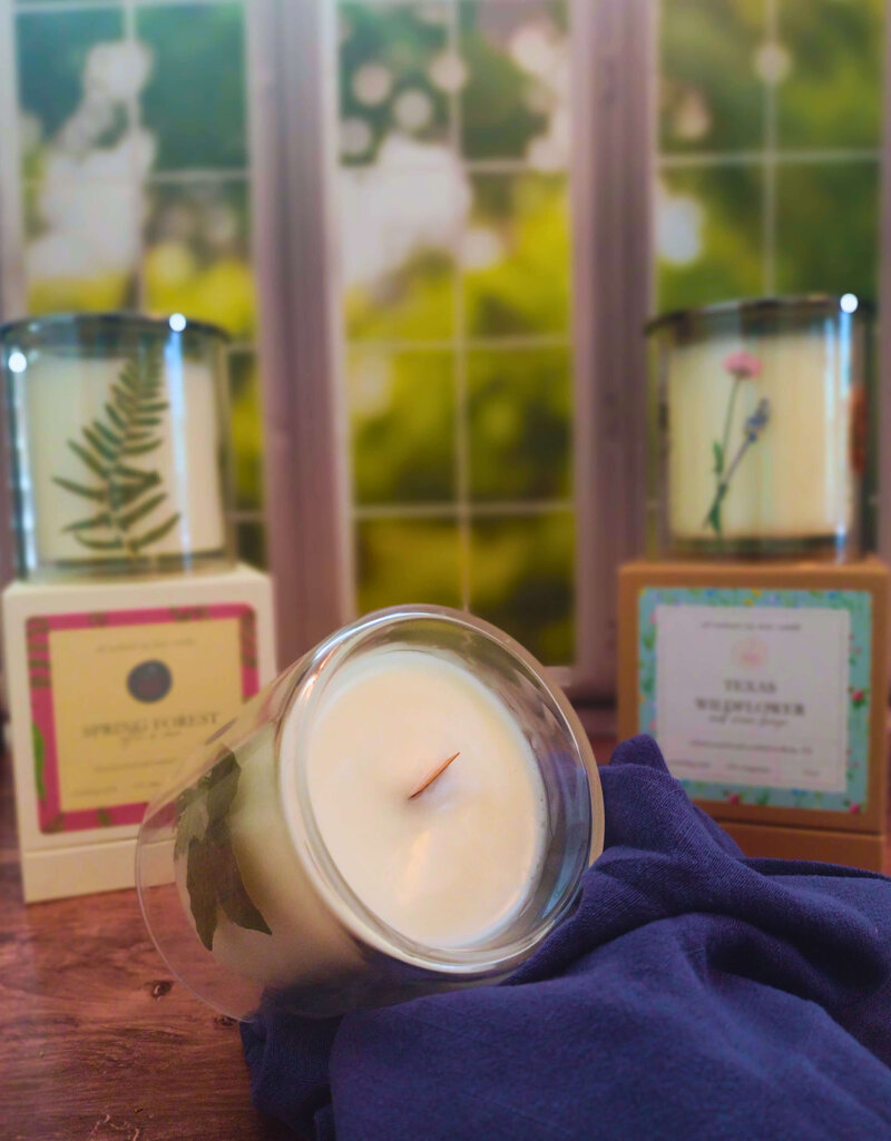 Sun and Moon Spring Candles with natural soy and crackling wood wicks