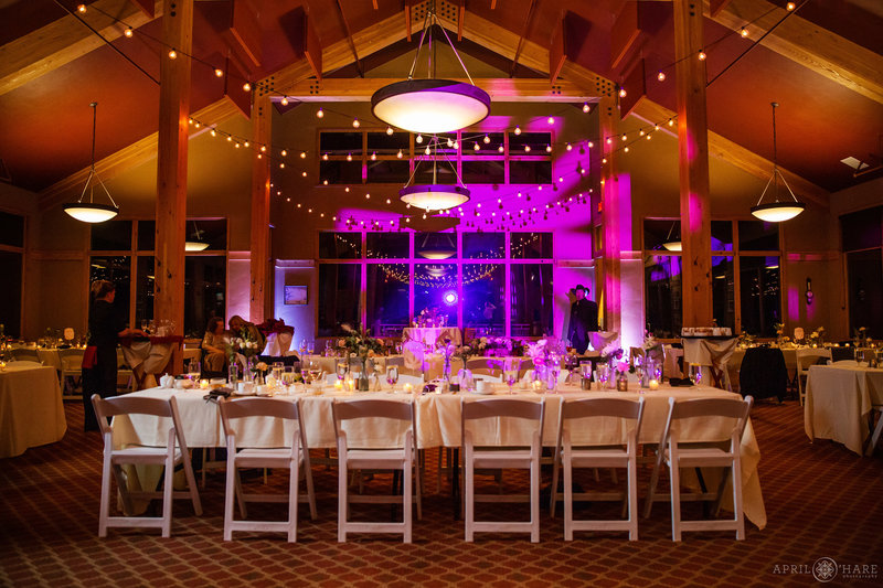 Reception inside Black Mountain Lodge for fall wedding at Arapahoe Basin in CO