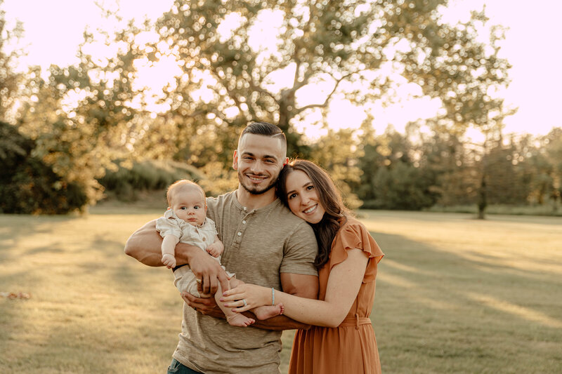 A family posing during a family session in Union County, NJ