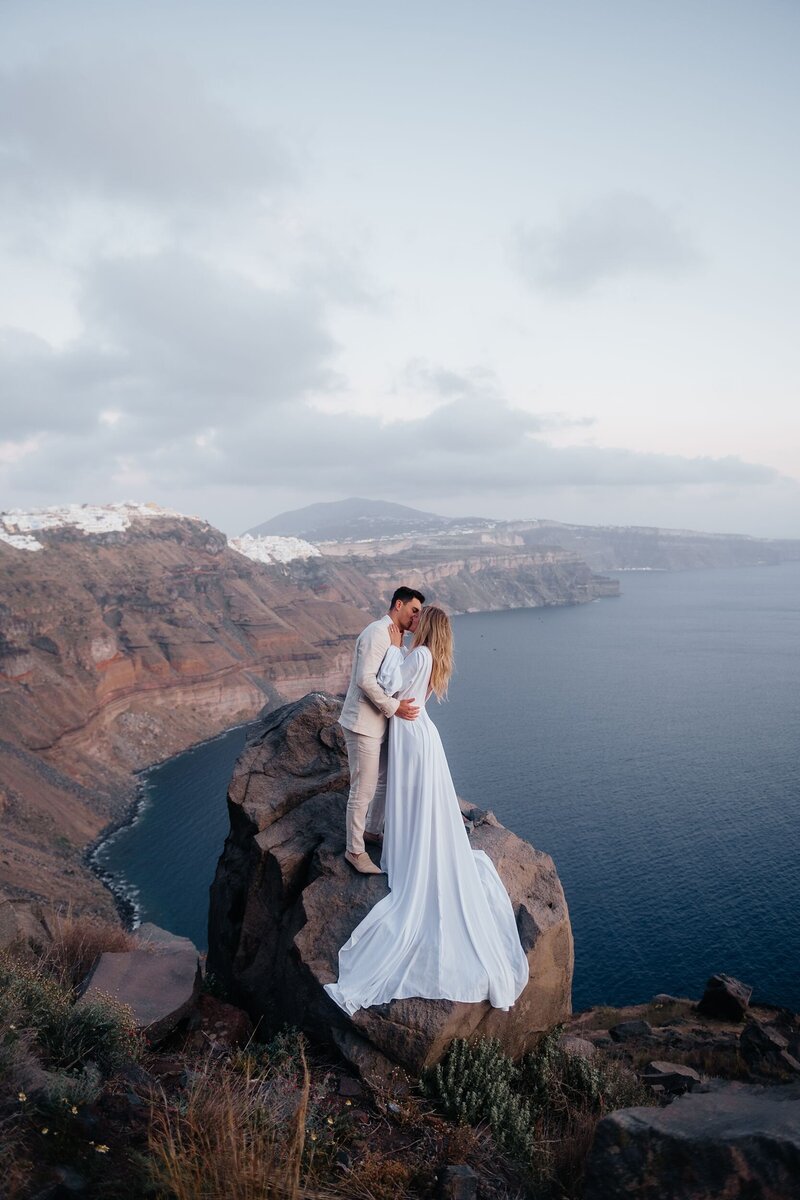 Bride and groom epic cliff shot