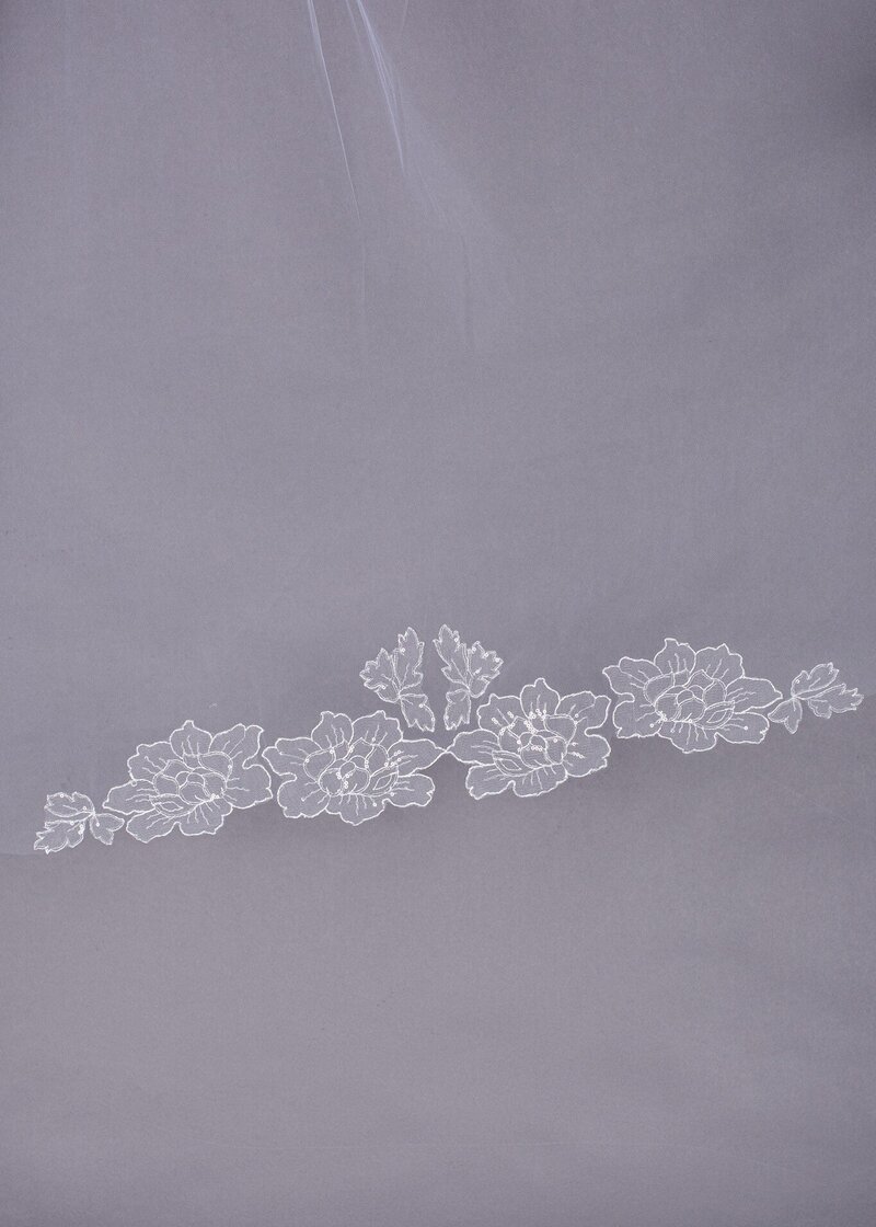 Chapel Length veil in swiss dotted net tulle