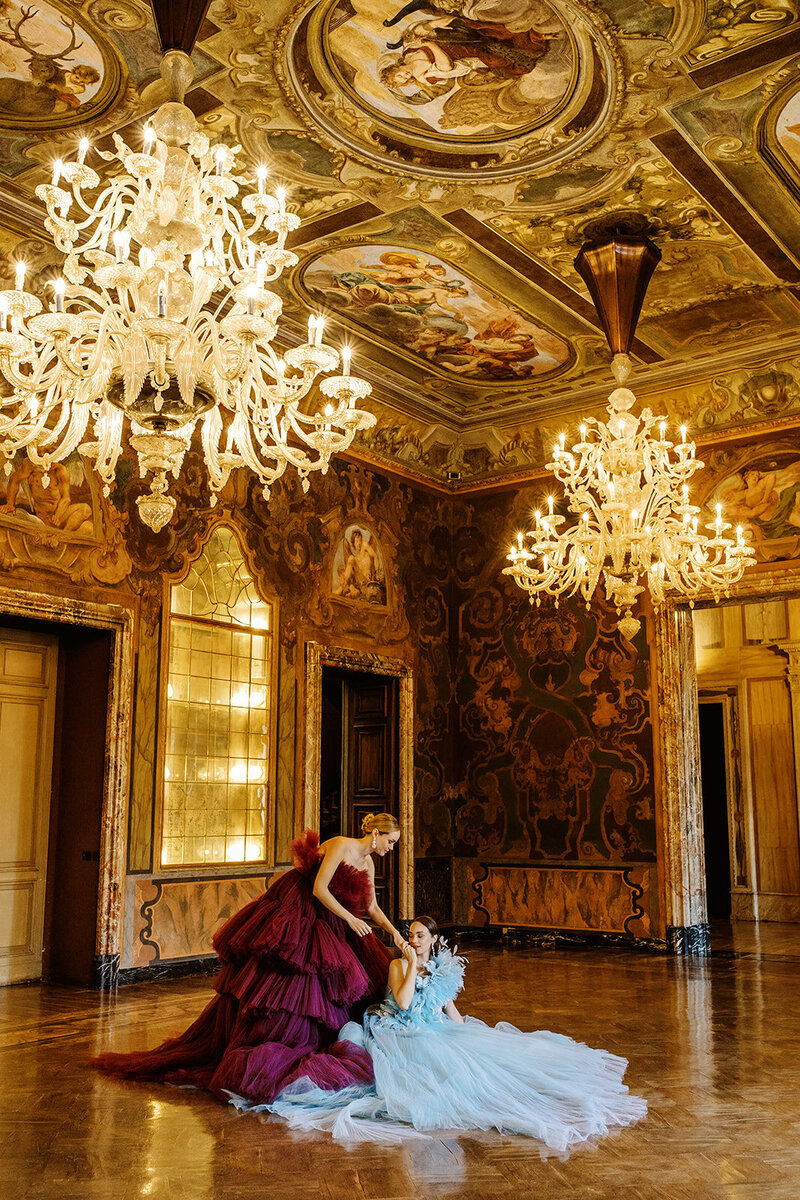 Couture wedding fashion shoot at Villa Erba on Lake Como in Italy photographed by Lake Como wedding photographer Amy Mulder Photography