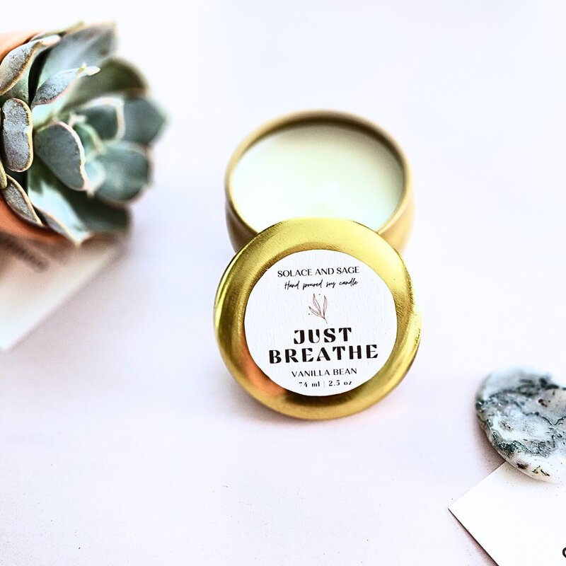 Just Breathe Candle 2.5oz gold tin
