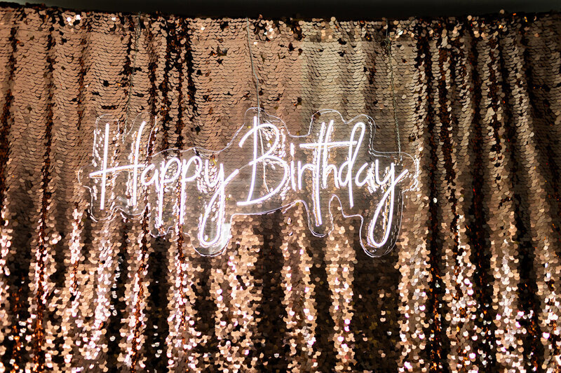 happy birthday neon sign for hire