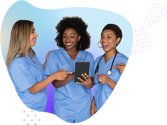 group of nurses in an abstract shape