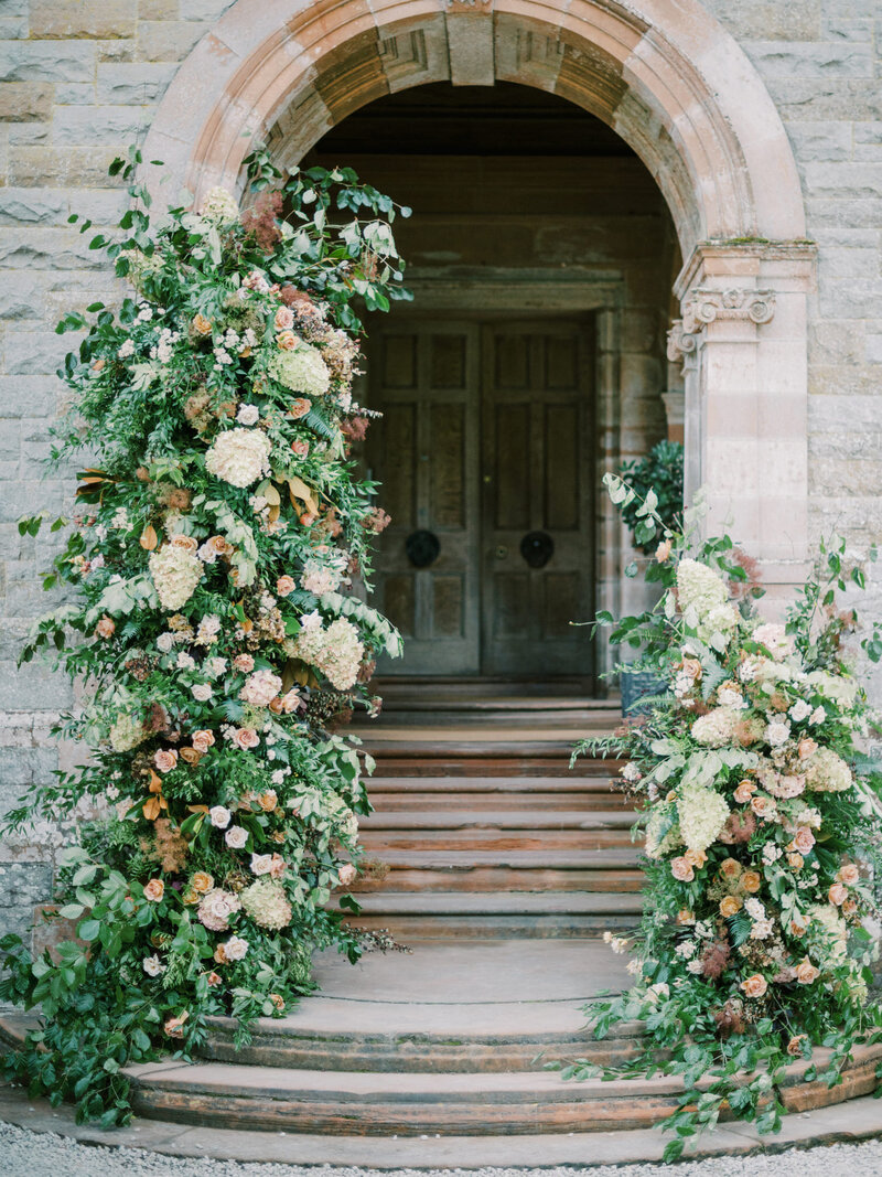 floral-decor-entrance-church-wedding