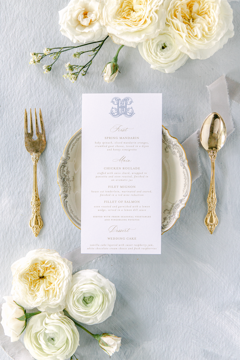Adelaide Collection Menu with Monogram
