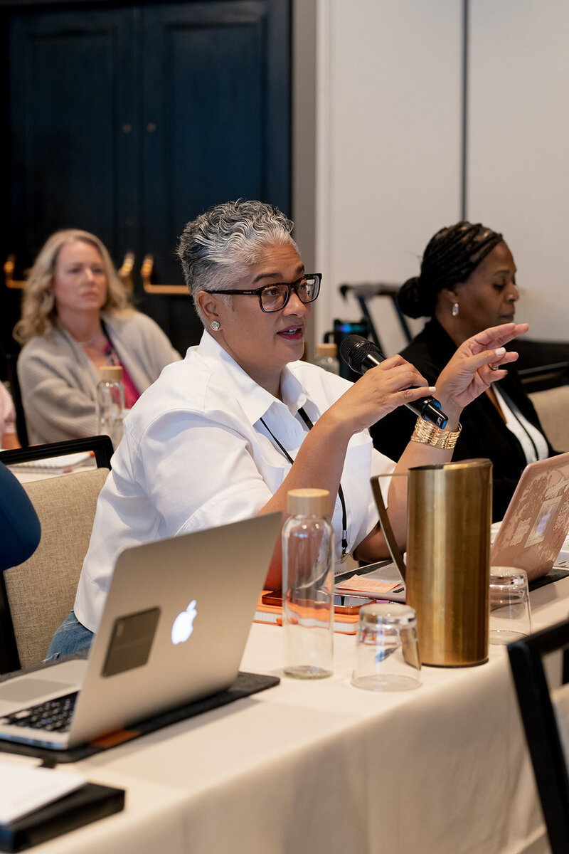 wedding planner asking questions at conference
