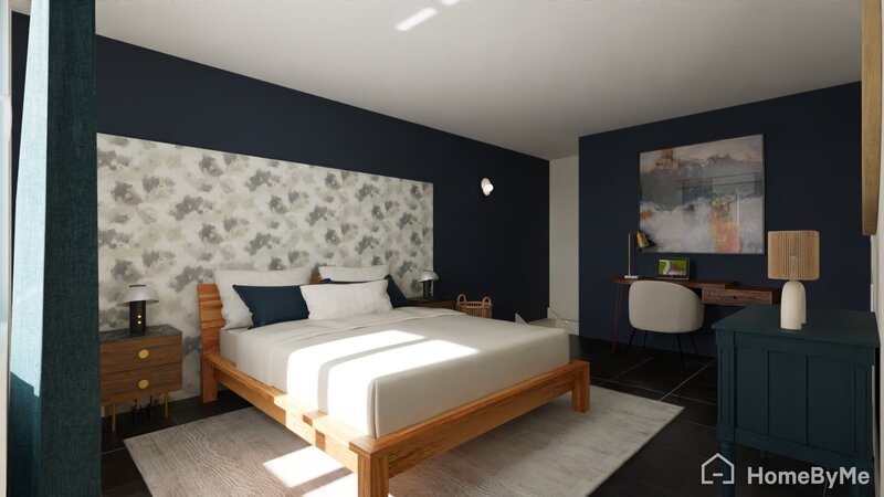 Grande chambre parentale en bleu nuit