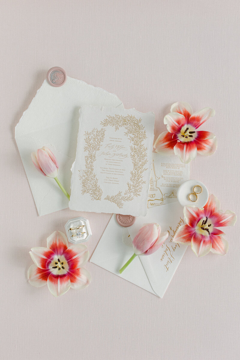 Blush linen styling mat for romantic wedding flat lays