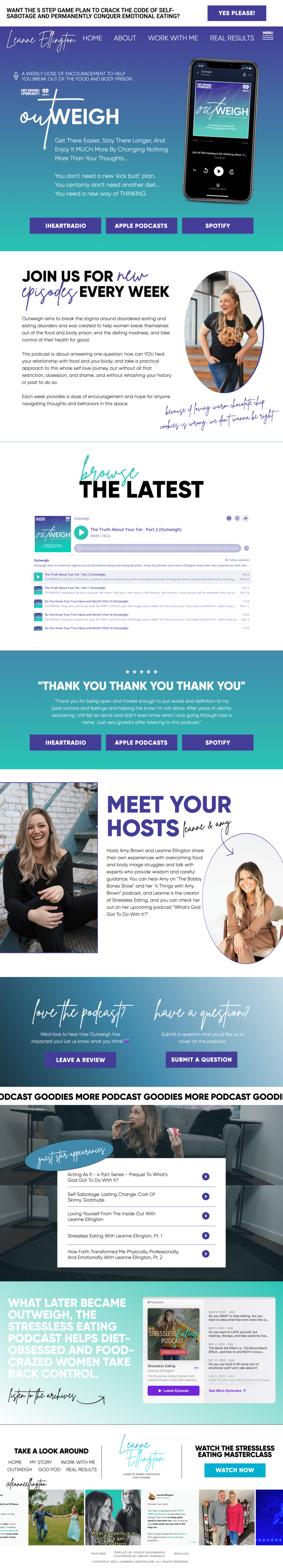 screenshot of outweigh page on Leanne Ellington's website, created by Rachel Man, showit website designer