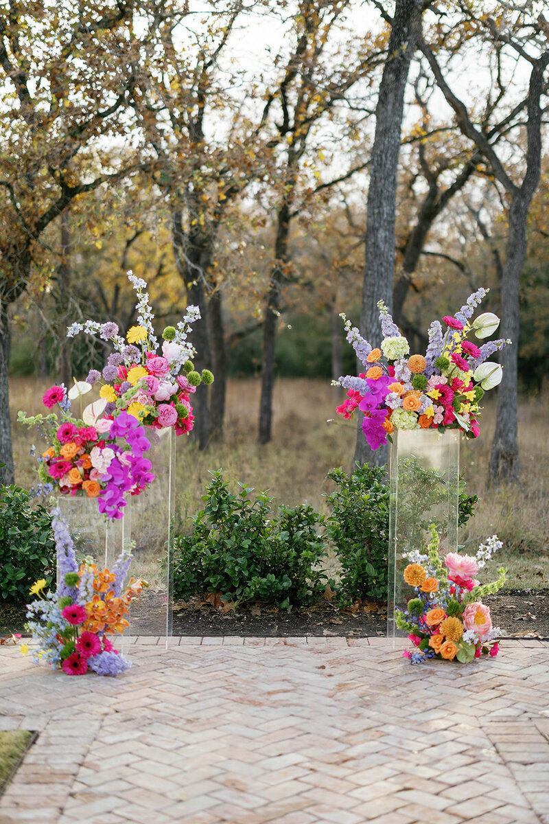 wedding ceremony floral display designed by Texas wedding planners