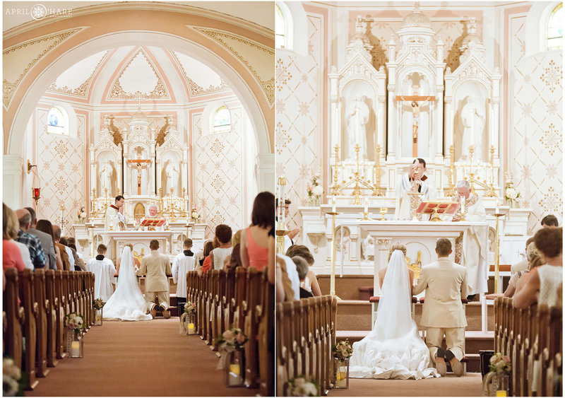 Wedding ceremony at Sacred Heart of Mary in Boulder CO