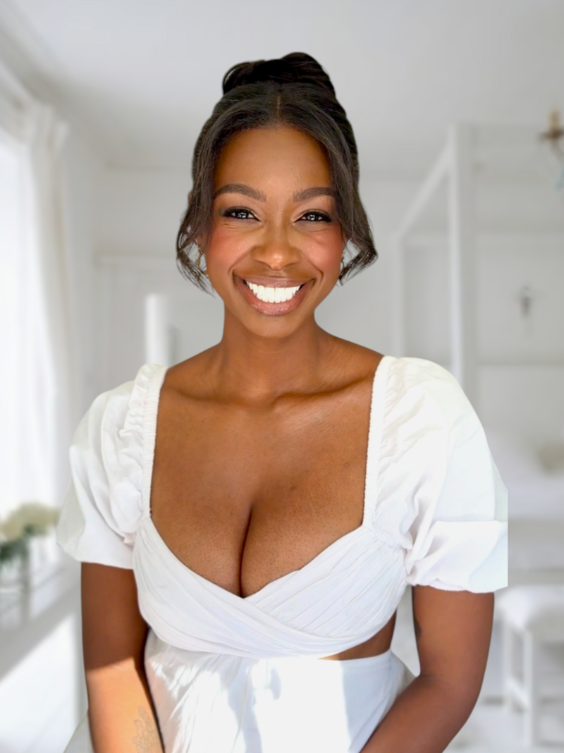 Windy City Glam Bridal Hair and Makeup Black bride wearing soft glam makeup 