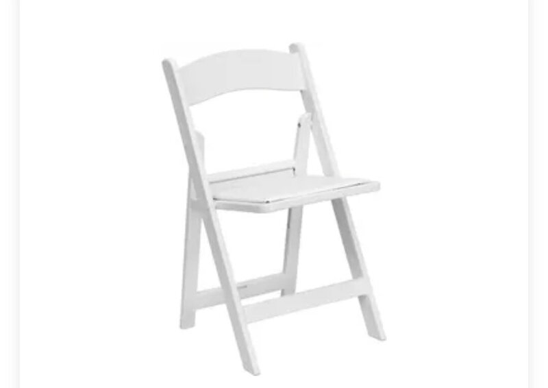 White Resin Folding Chair for Rent Centerville Ohio
